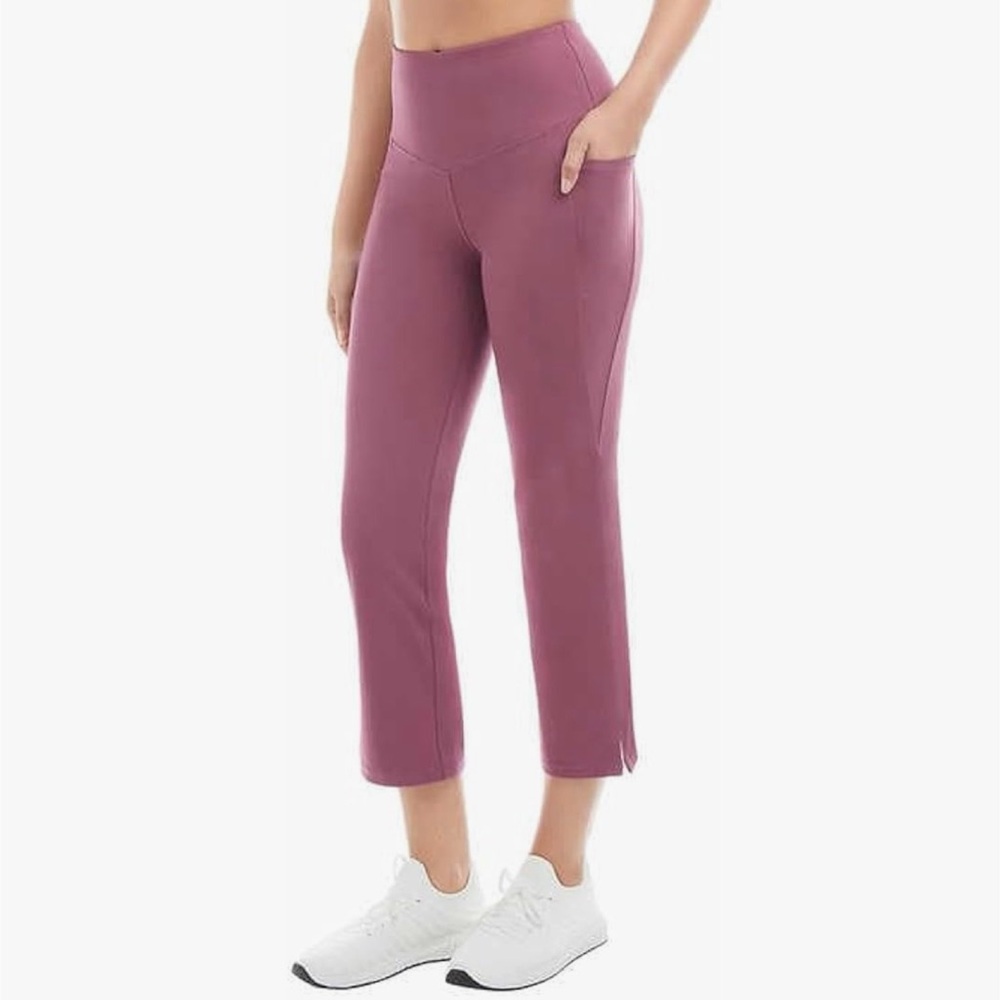 Jockey Cropped Slit Flare Pants